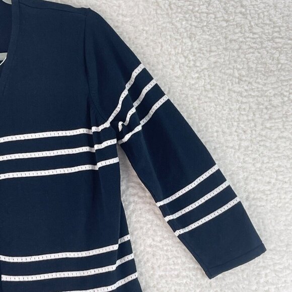 Norton McNaughton Petites Black Striped Sweater Womens 3/4 Sleeve Size PL - Picture 6 of 16